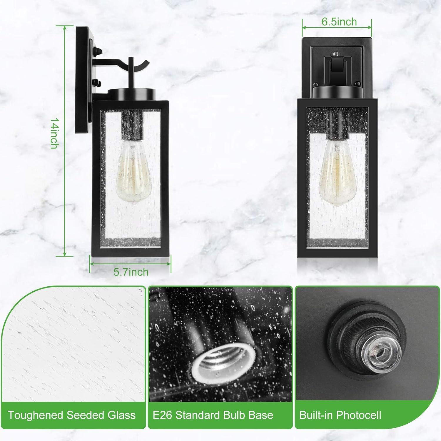 Matte Black Medium Outdoor Lantern Sconce with Clear Glass