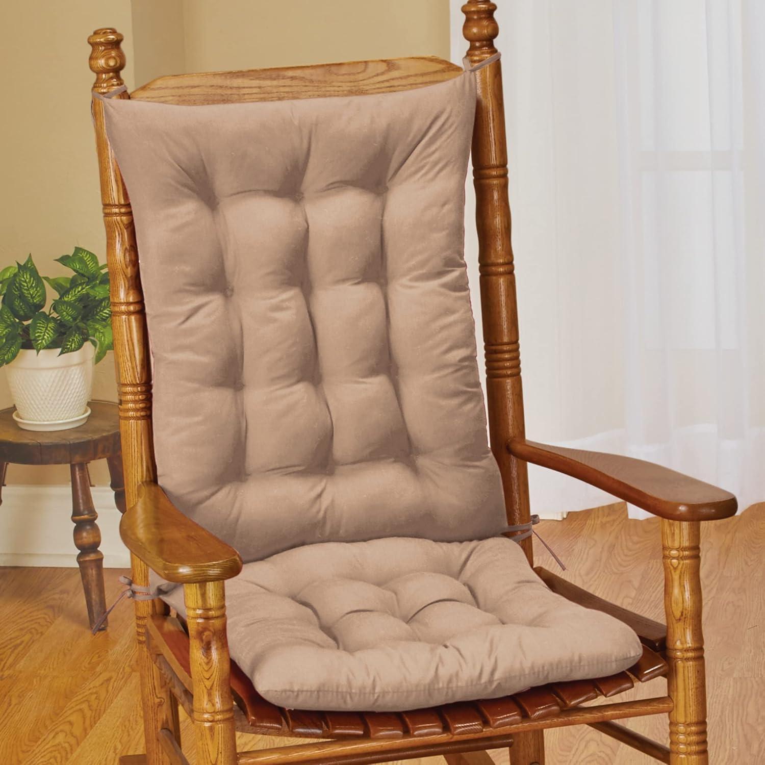 Collections Etc Quilted Rocking Chair Cushion Set 19.5 X 17.5 X 1 Beige