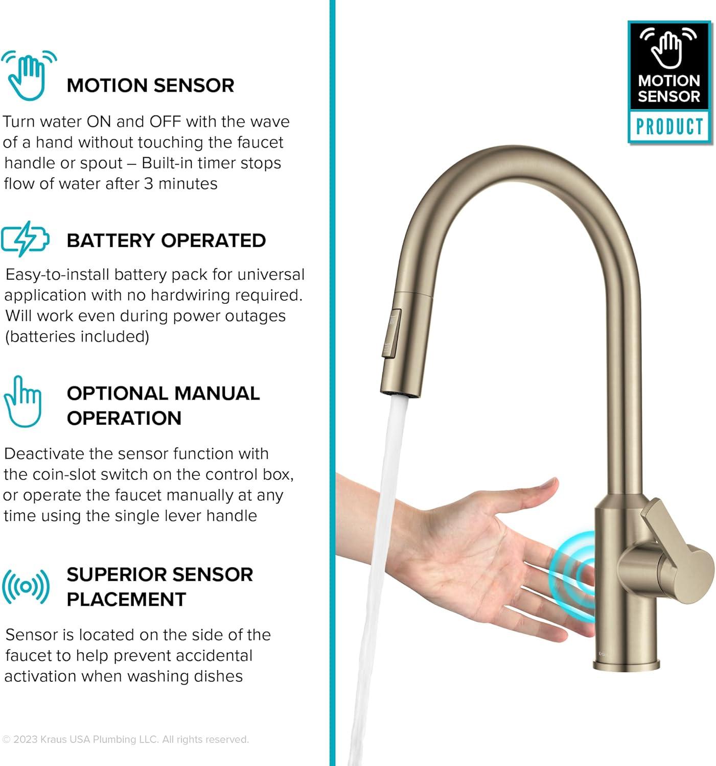 KRAUS Oletto Touchless Sensor Pull-Down Single Handle Kitchen Faucet