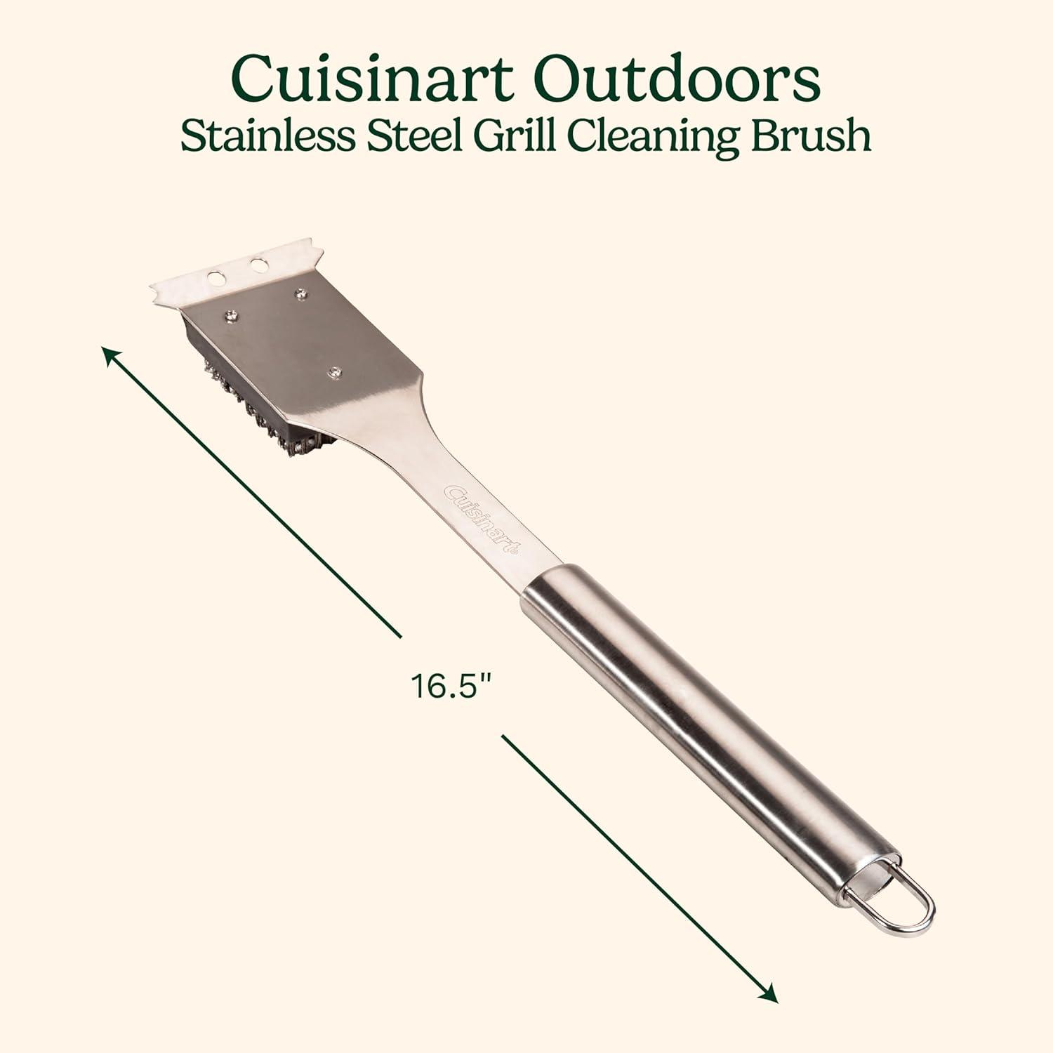 CuisinartÂ® Stainless Steel Grill Cleaning Brush - 16.5 inch Grill Brush, Hook To Store At Grill