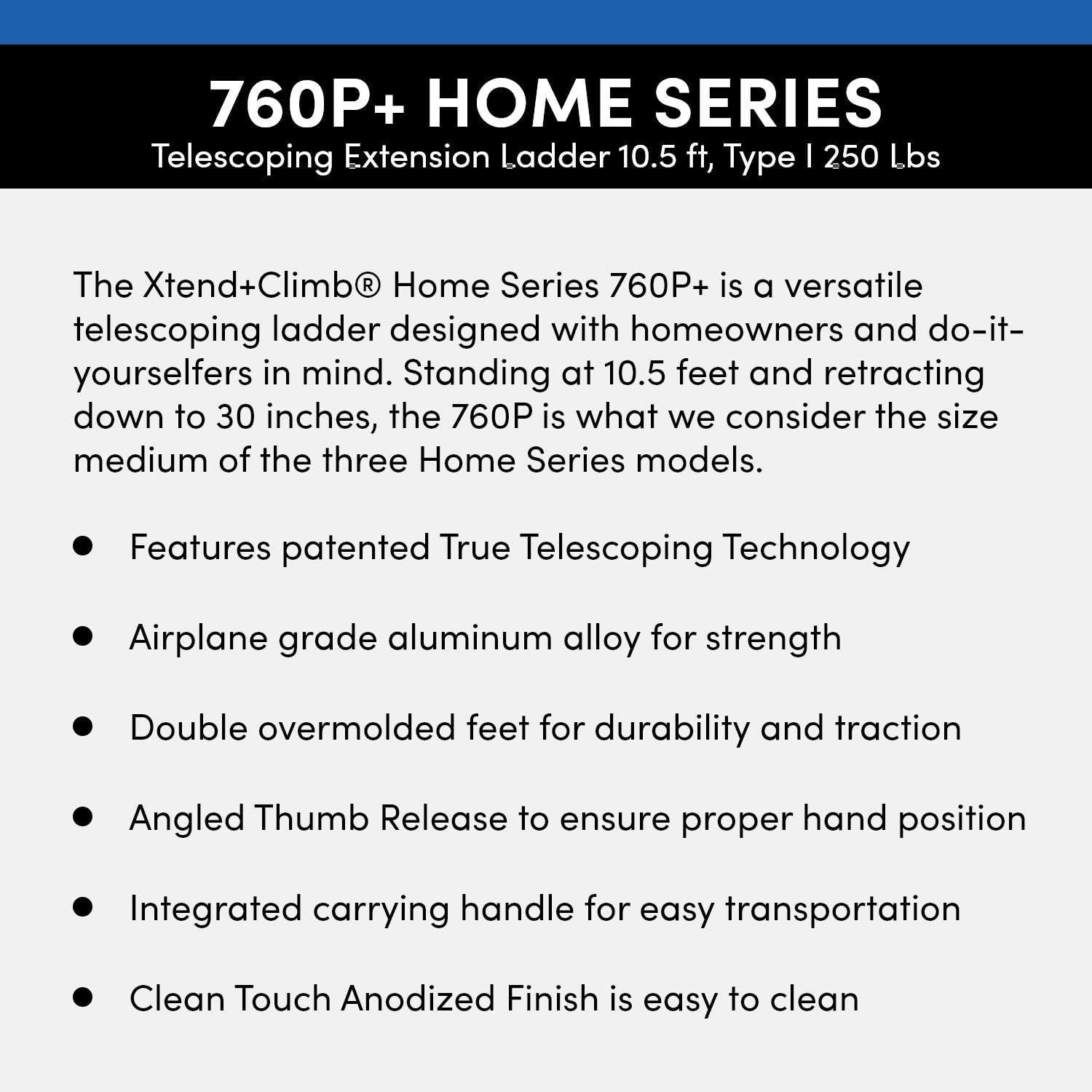 Xtend + Climb Telescoping Ladder,Extended 10 ft. 6" H 760P+