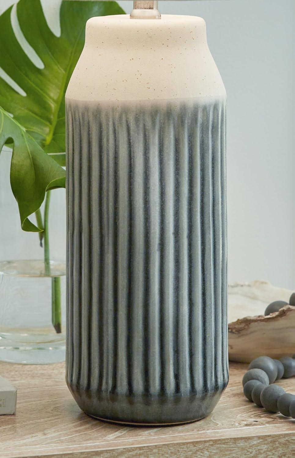Signature Design by Ashley Afener Contemporary 25.75" Ceramic Table Lamp, Set of 2, Blue & Beige