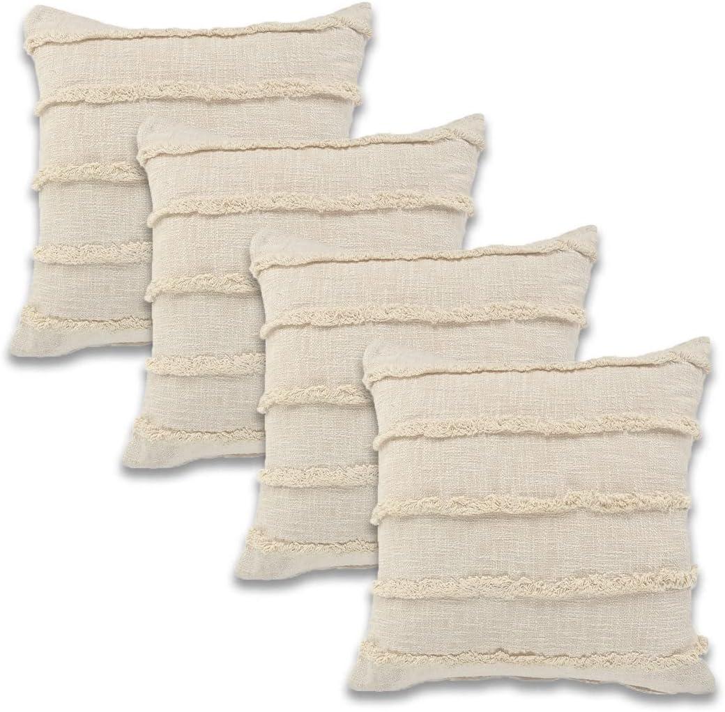 Ox Bay Birch Solid Organic Cotton Square 4 Piece Pillow Cover Set