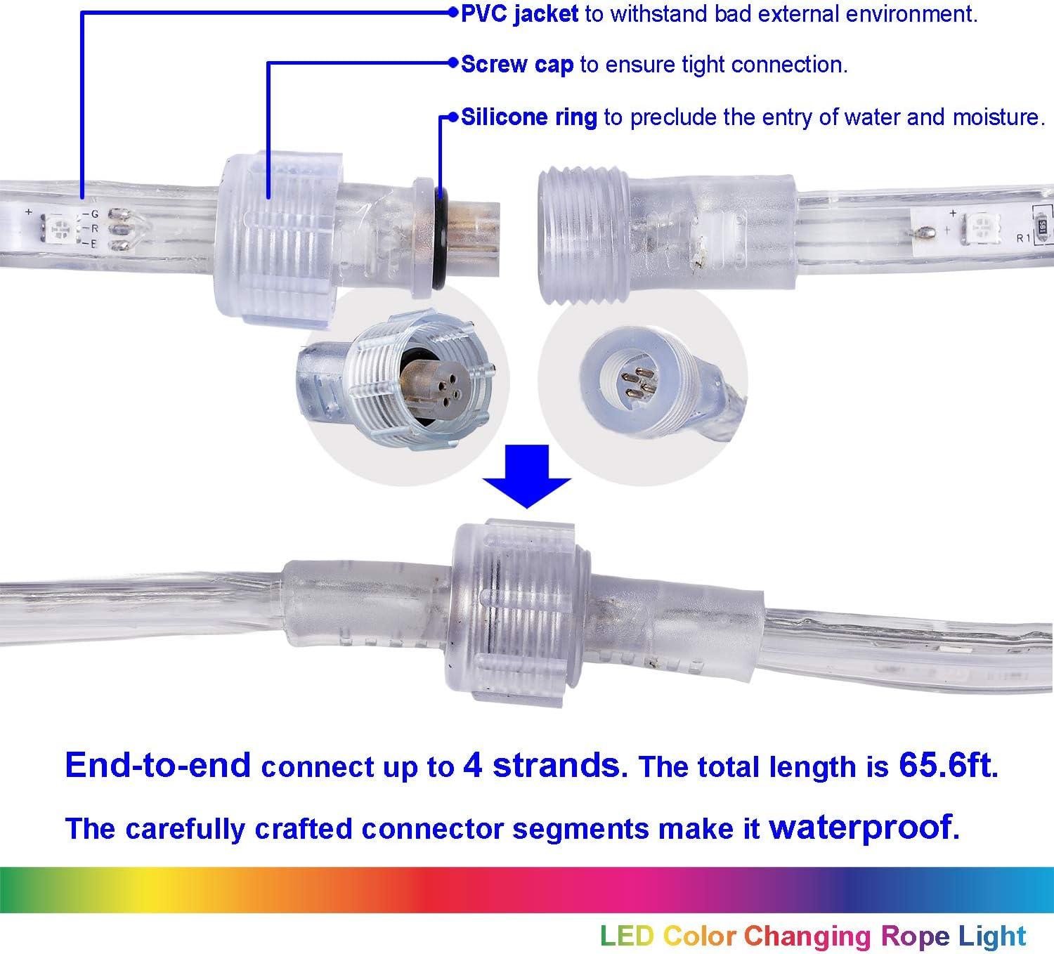 Led Strip Lights 16.4 Feet Outdoor Led Lights Waterproof 300 LEDs Flexible Led Light Strips Color Changing Music Sync RGB Rope Light with Remote Smart Led Lights for Bedroom Home Kitchen
