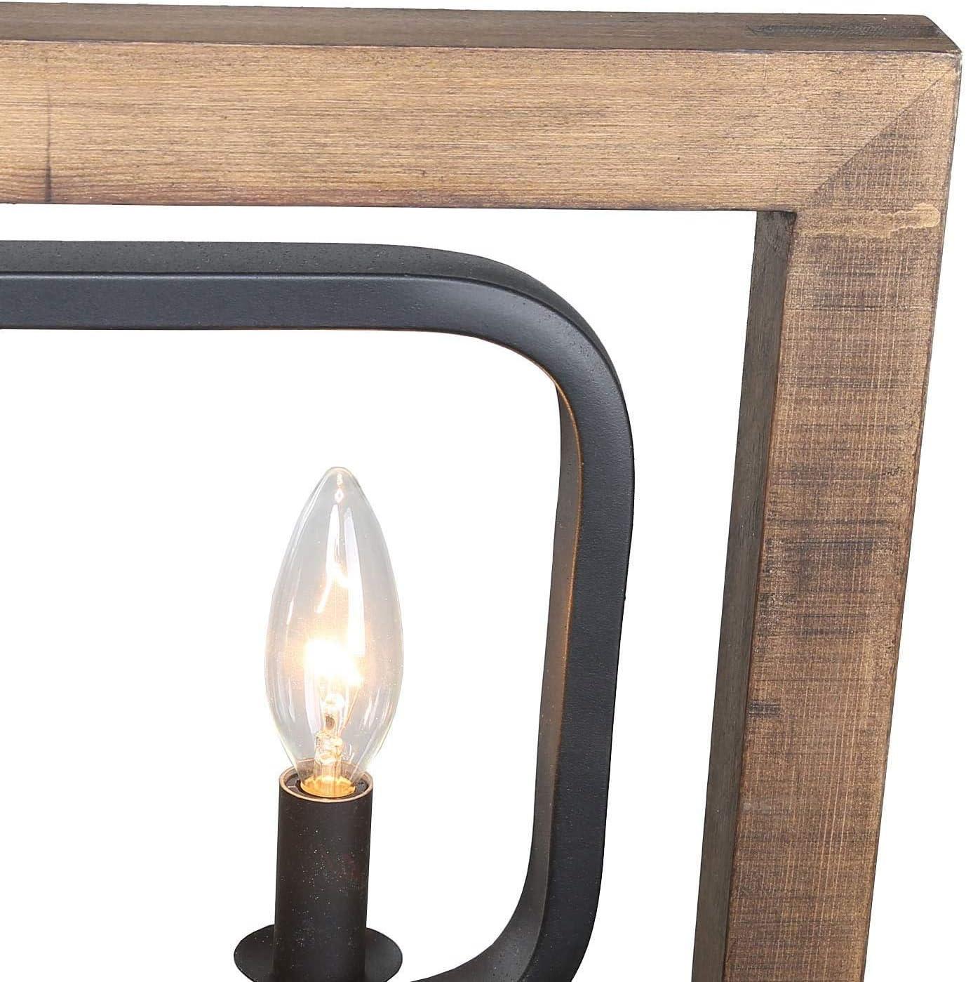 LNC Modern Farmhouse 6-Light Wood Chandelier Rectangle Island Lights for Dining Room - W31.5" X E8.7" X H13.8"