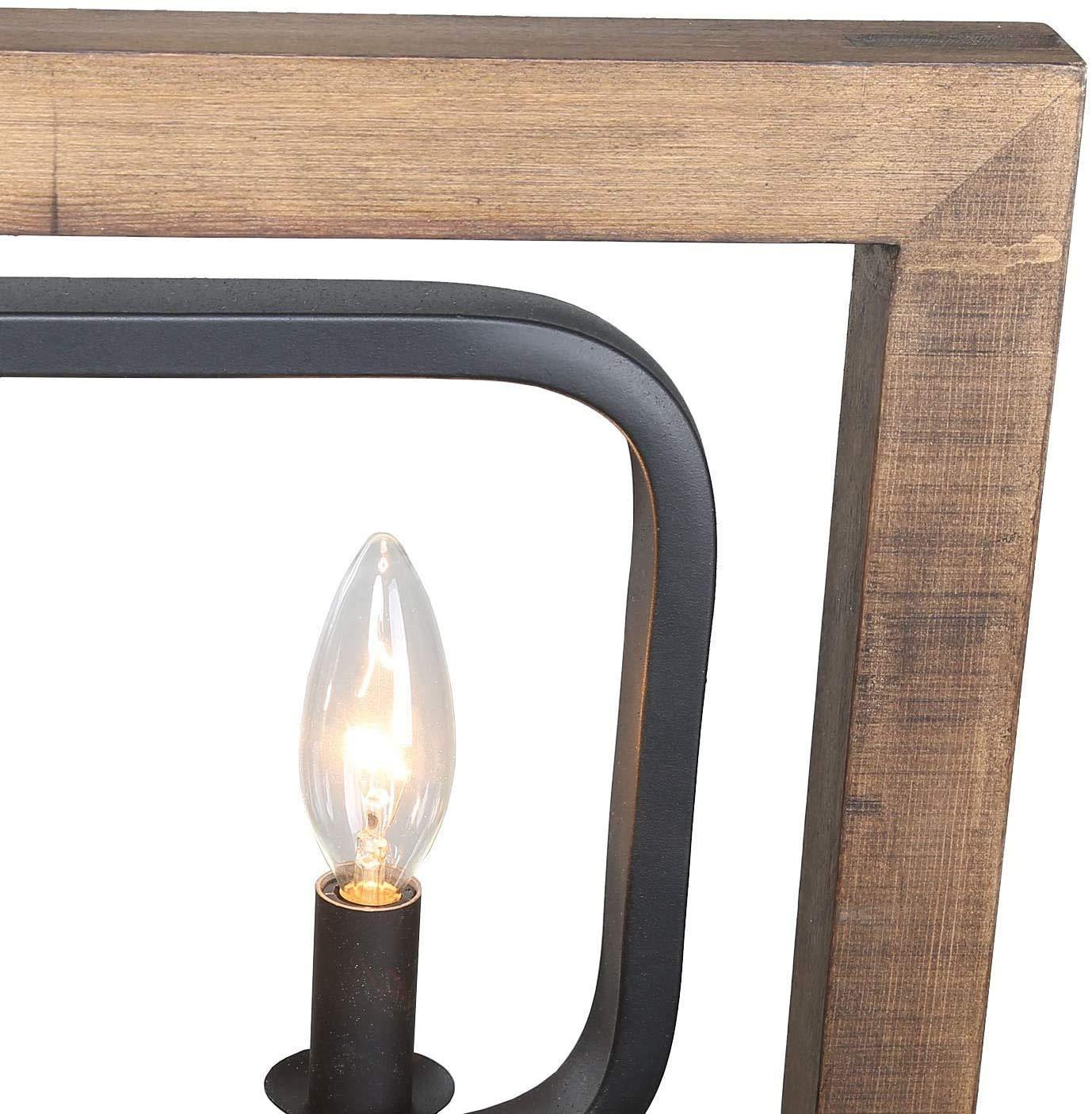 LNC Modern Farmhouse 6-Light Wood Chandelier Rectangle Island Lights for Dining Room - W31.5" X E8.7" X H13.8"
