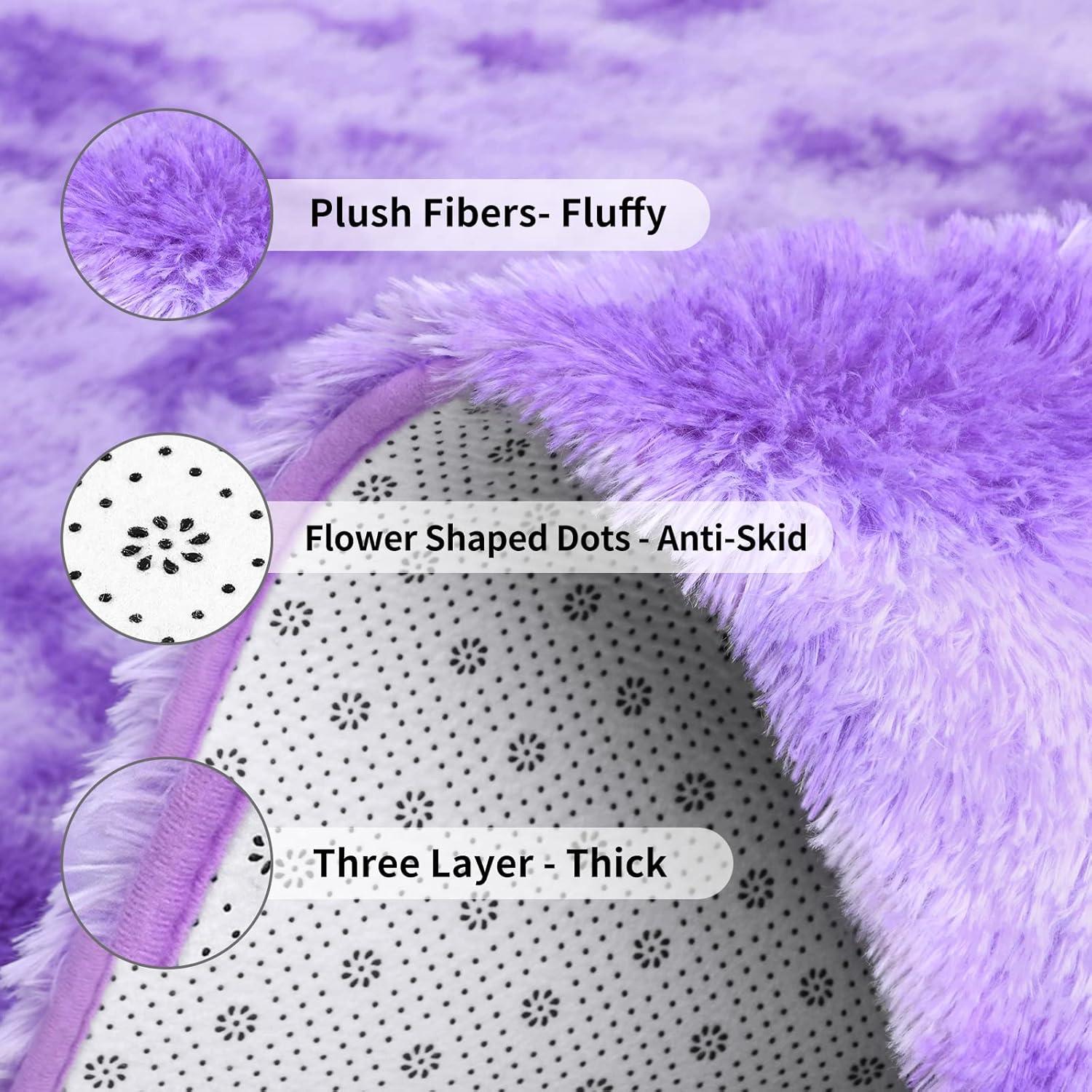 Noahas Fluffy Shaggy Rugs, 5x8 Feet Purple Plush Rugs for Girls Bedroom, Soft Kids Room Carpets, Large Bedside Rug, Upgrade Non-Slip Rugs for Children Nursery Dorm Home Decor, Purple