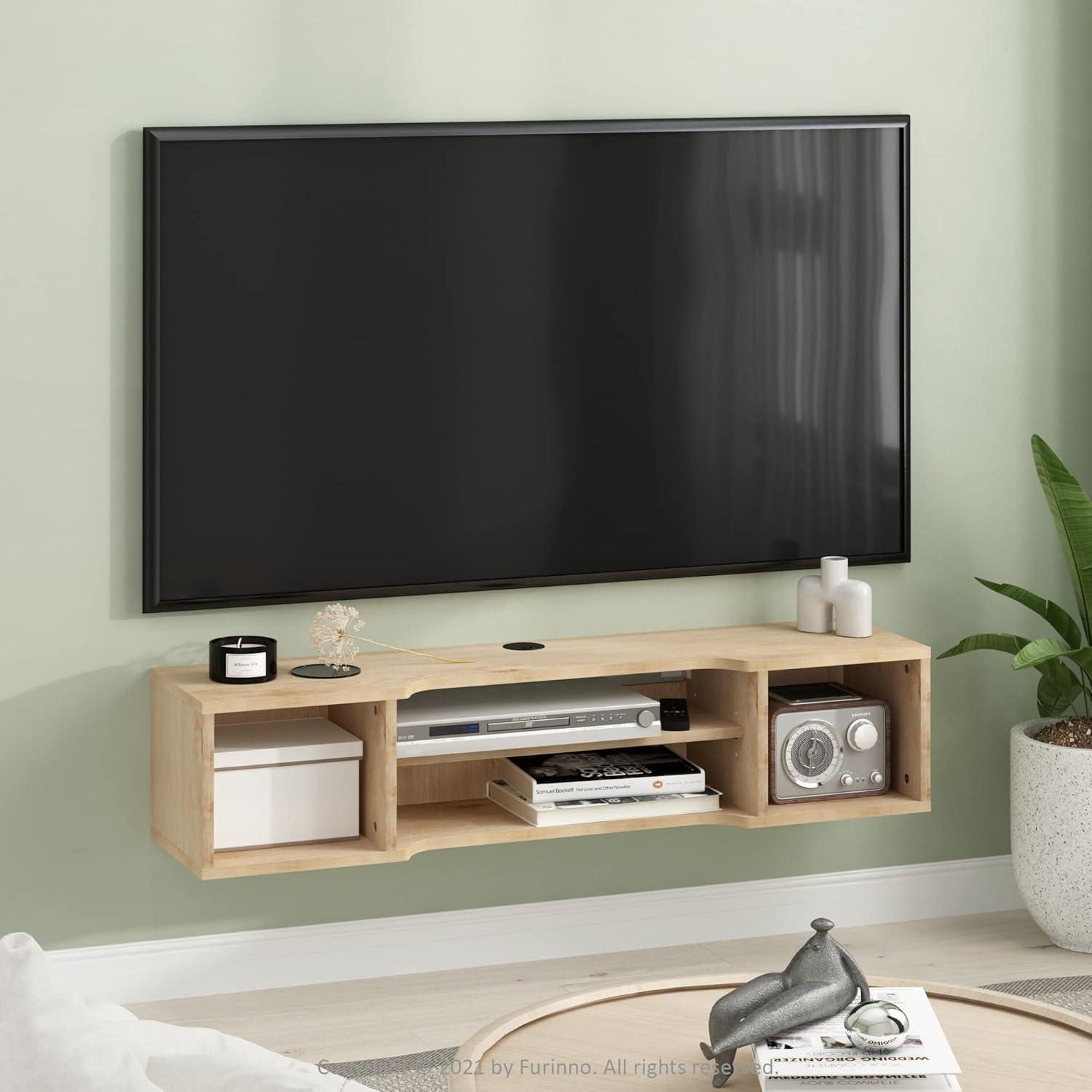 Marcy Oak Modern Wall Mounted Floating Media Console