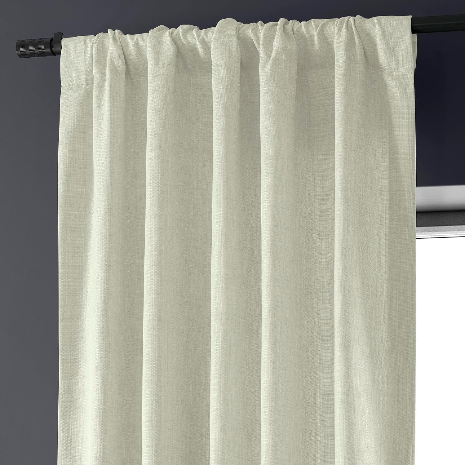 Half Price Drapes Gravity Ivory Italian Faux Linen Room Darkening Curtains (1 Panel), 50W X 108L