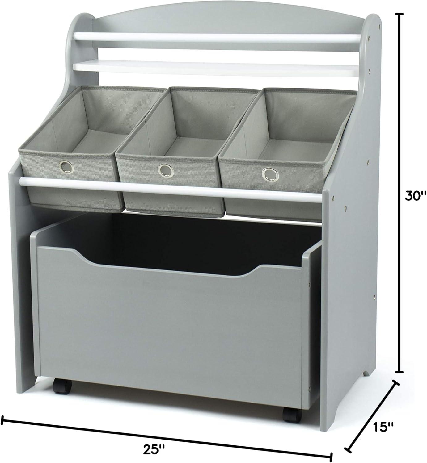 Gray Wood 3-in-1 Multi-Storage Unit with Fabric Bins