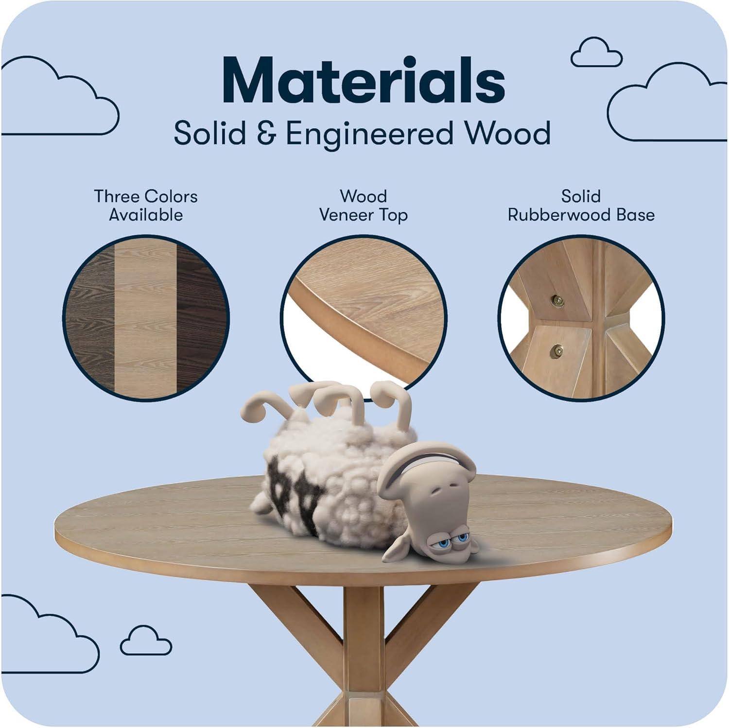 Finch Alfred Round Solid Wood Rustic Dining Table