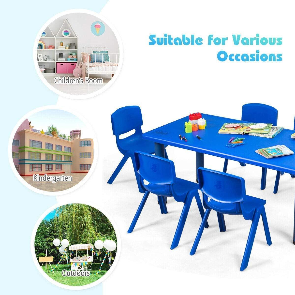 Topcobe 6-pack Kids Plastic Stackable Classroom Chairs, Toddler Living Room Chair-Blue