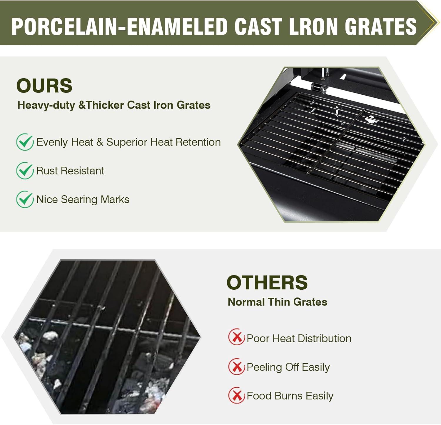 Bestfire Dual Fuel Propane Gas Charcoal Grill Combo Black Dual Lids, Flat Top Grill With 2 Side Shelves for BBQ, Outdoor and Backyard Cooking