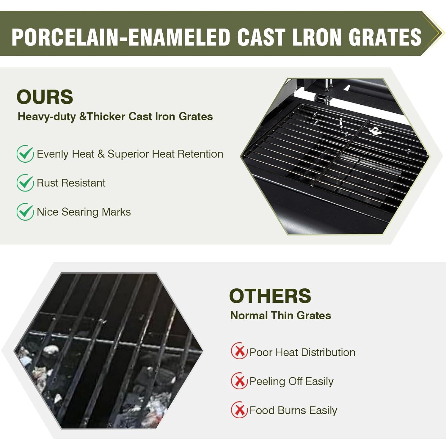 Bestfire Dual Fuel Propane Gas Charcoal Grill Combo Black Dual Lids, Flat Top Grill With 2 Side Shelves for BBQ, Outdoor and Backyard Cooking