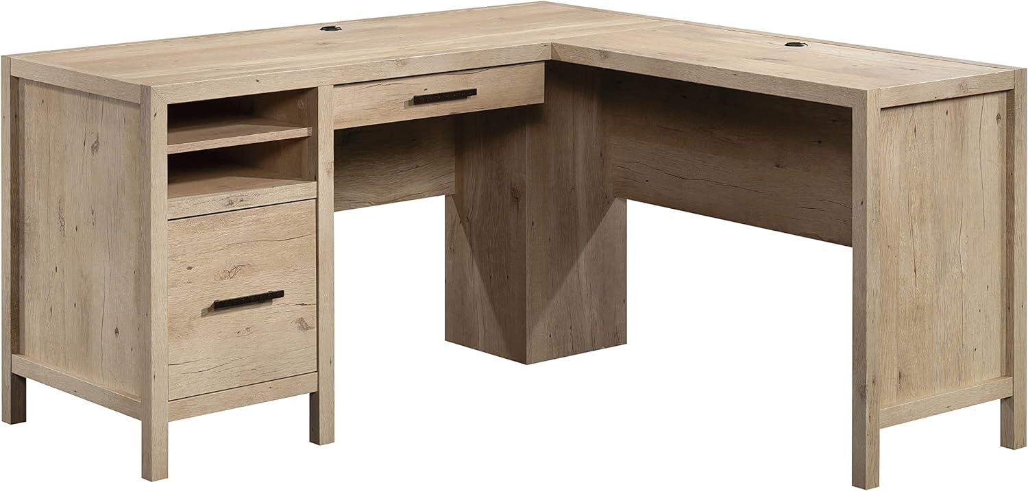 Prime Oak L-Shaped Desk with Drawers and Filing Cabinet