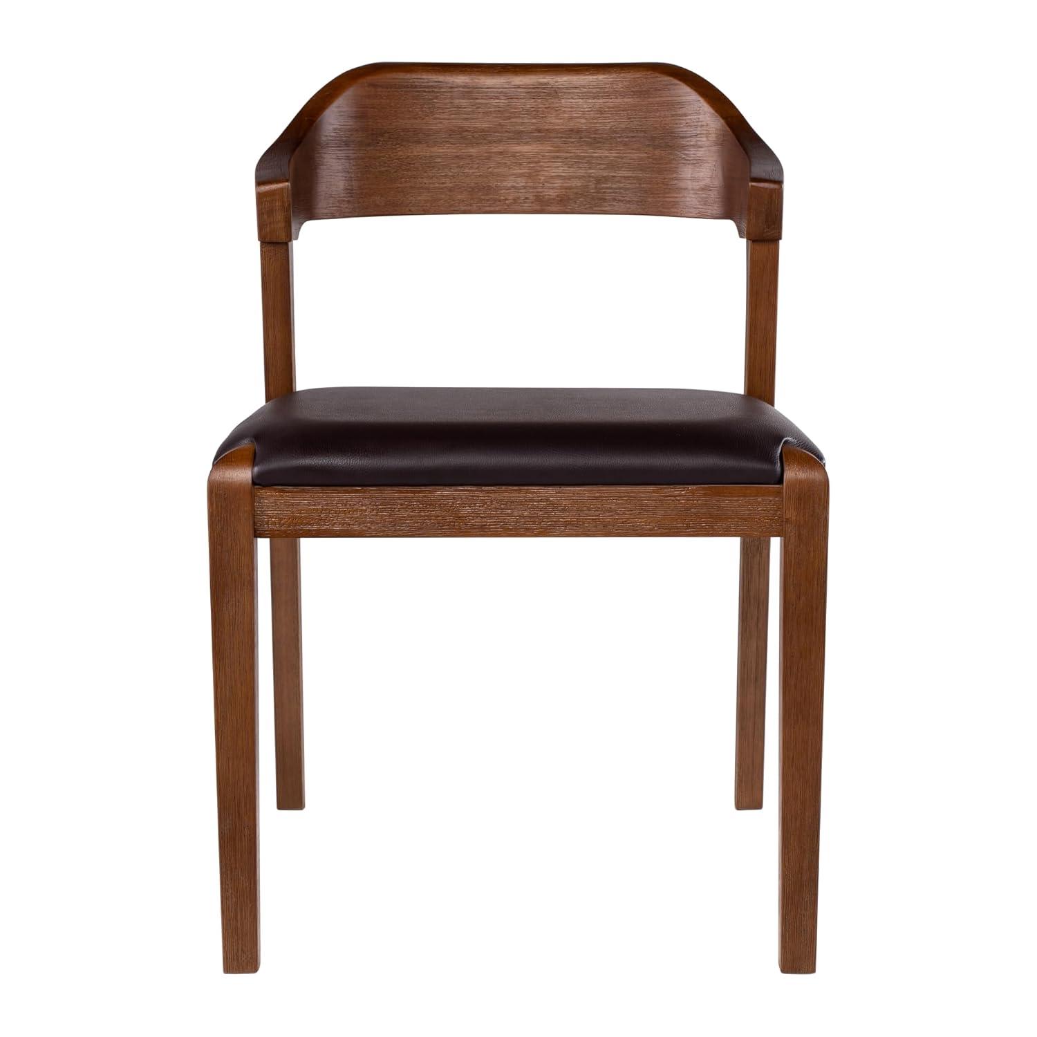 Rasmus Dining Chair Chestnut - Boraam: Acacia Wood, Faux Leather, Easy-to-Clean, 250lb Capacity