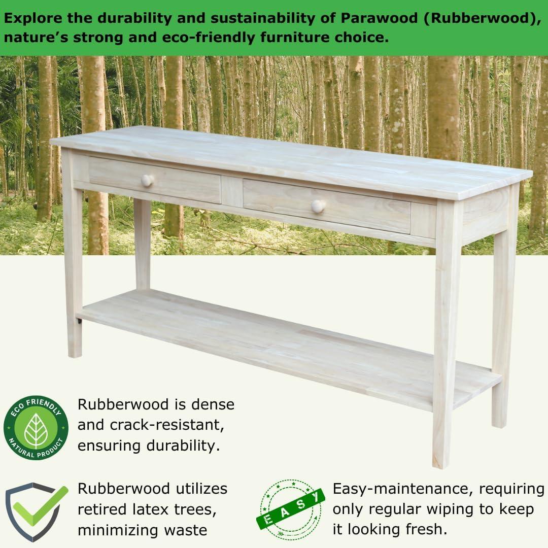 International Concepts 48" Spencer Console Server Table Light Brown: Hardwood Frame, Fixed Shelf Storage