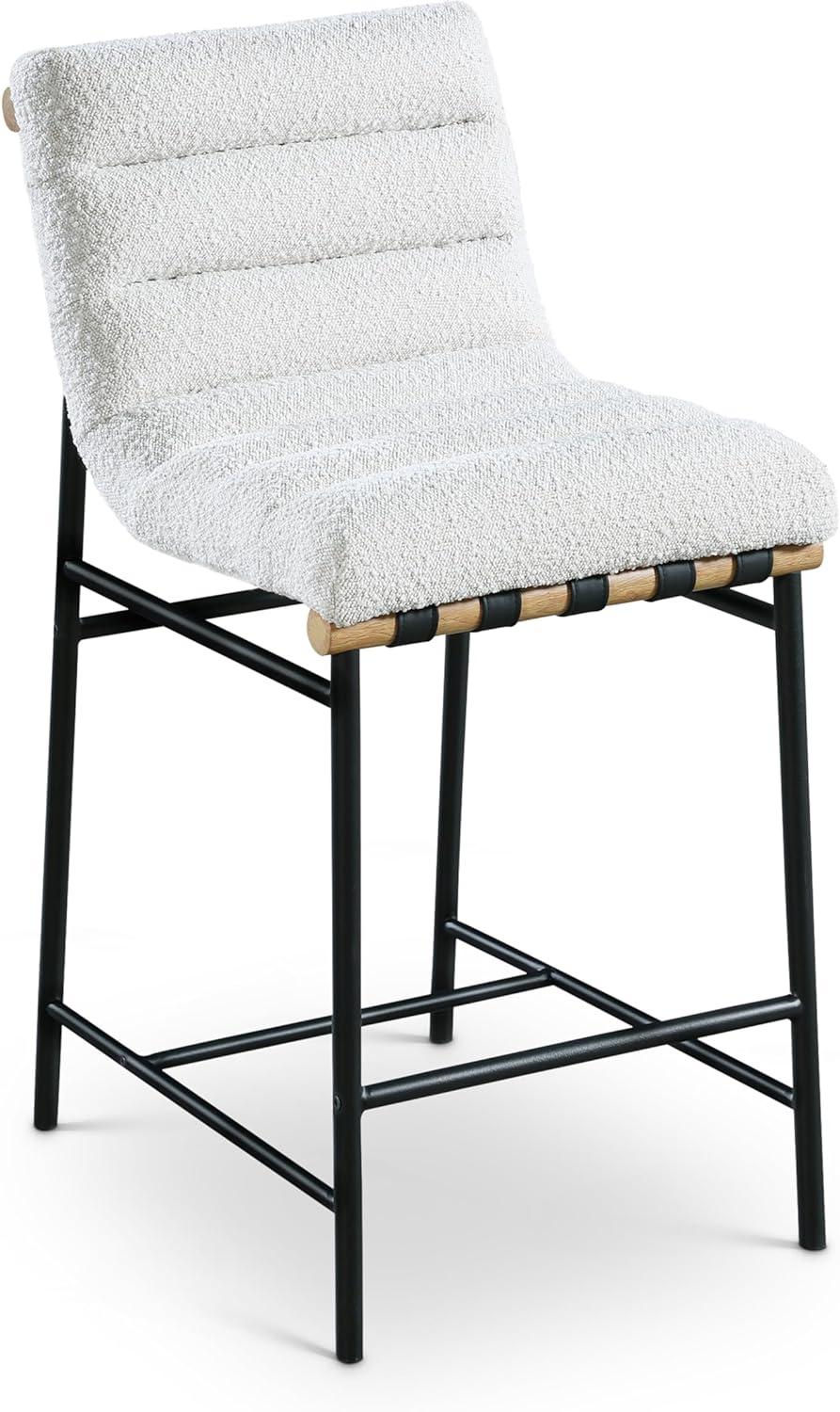 Meridian Furniture Burke Cream Boucle Fabric Counter Stool