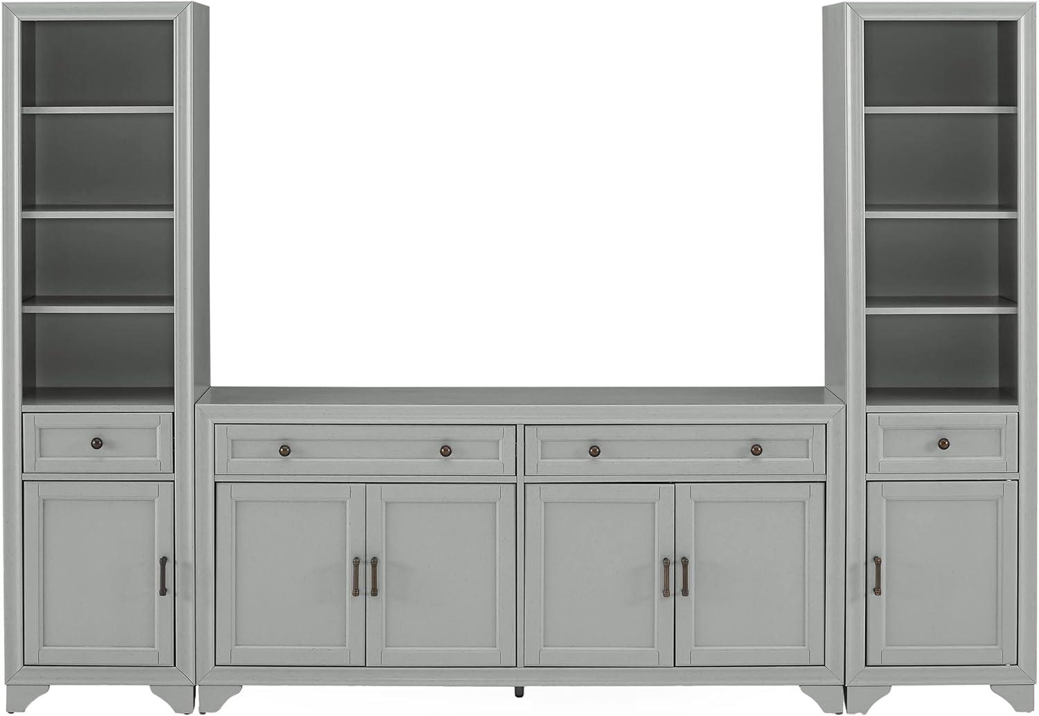 Distressed Gray Adjustable 67" Sideboard and Bookcase Set