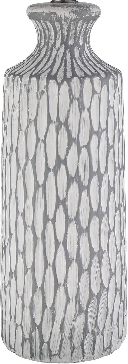 360 Lighting Patrick Modern Coastal Table Lamp 26 1/4" High Gray White Wash Geometric Ceramic Drum Fabric Shade for Bedroom Living Room Bedside Office