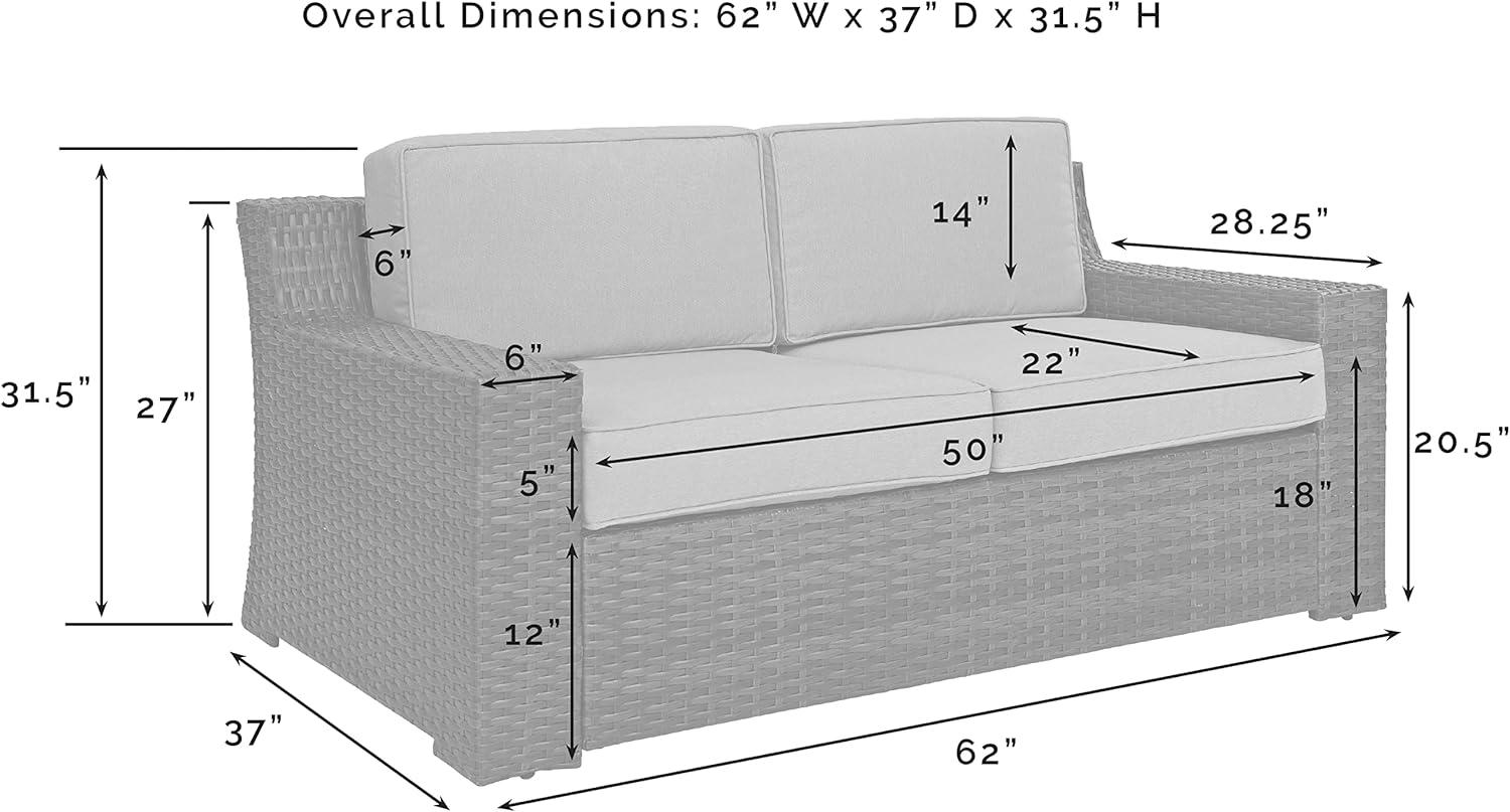 Beaufort Dark Brown Wicker Loveseat with Mist Cushions