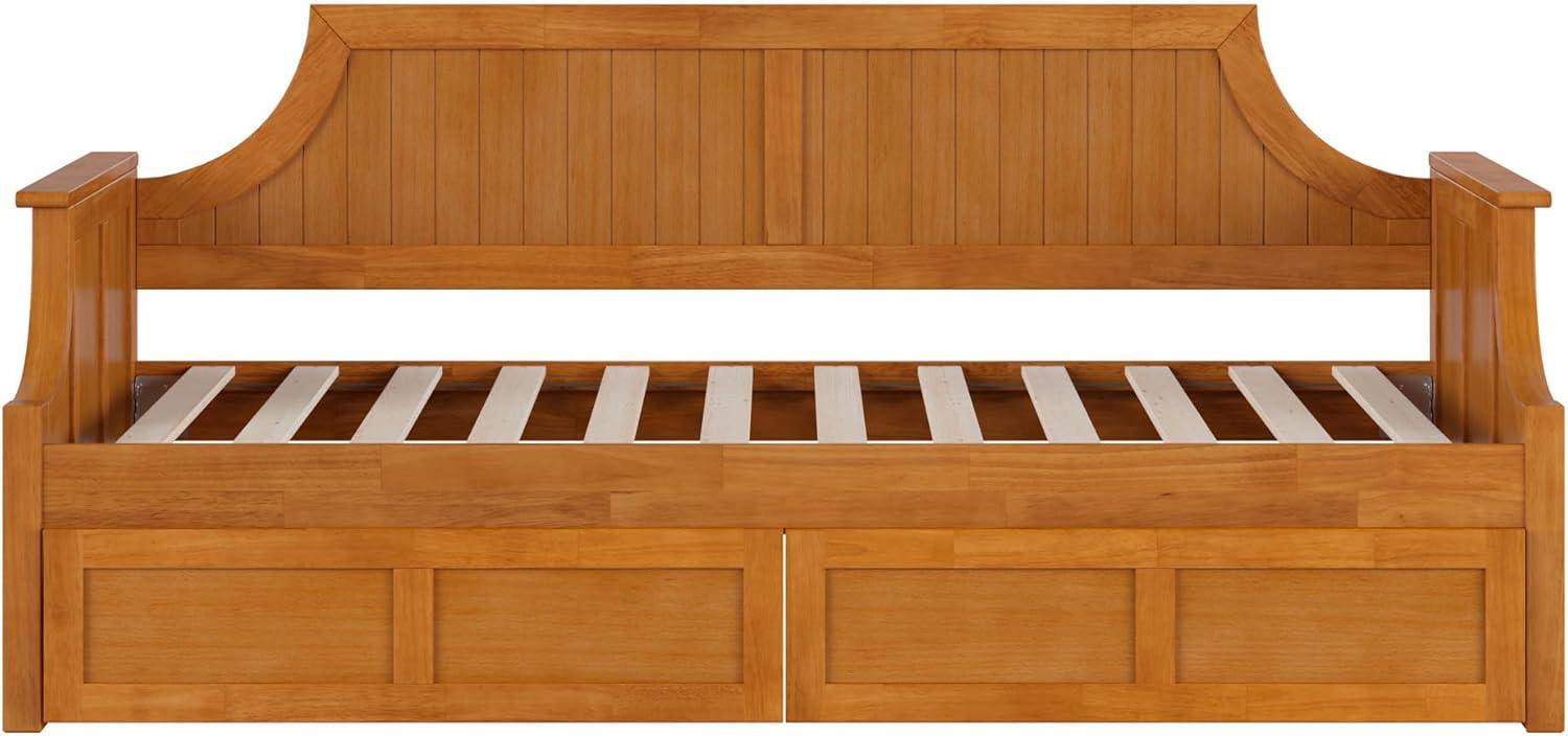 AFI Cambridge Wood Twin Size Daybed Frame with 2 Storage Drawers, Light Toffee