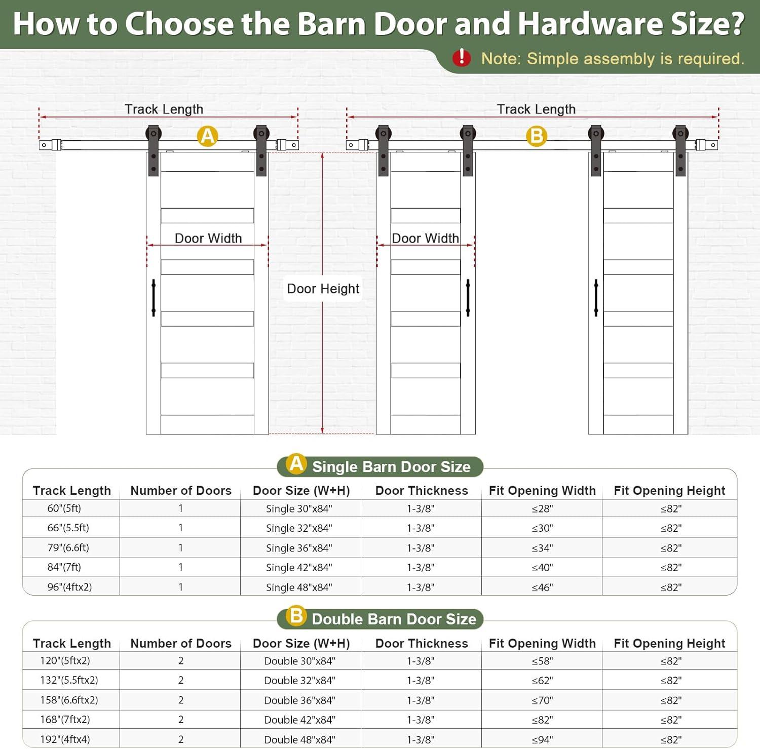 30x84 Inch Modern Spruce Wood Barn Door with Frosted Glass