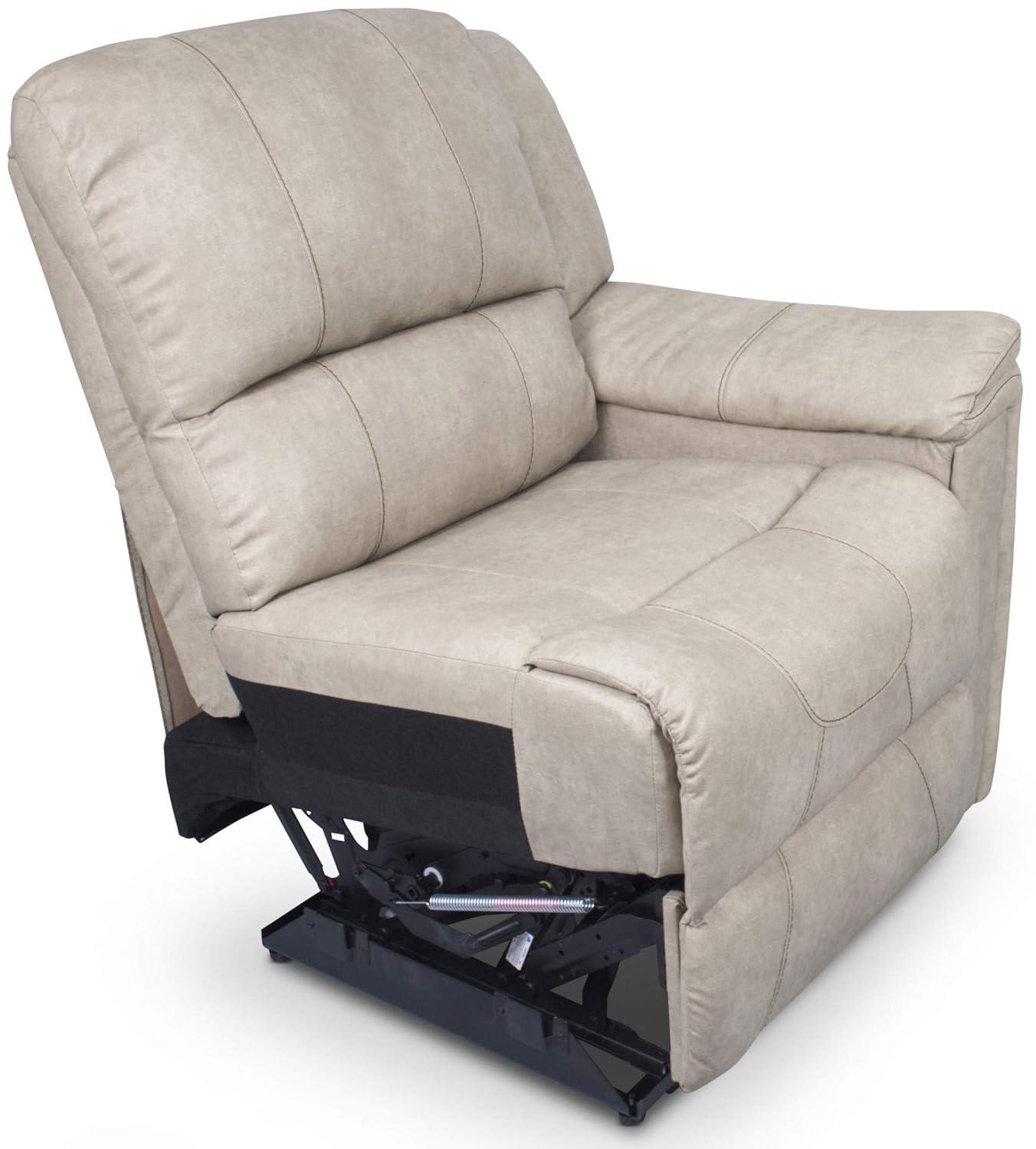 Left Arm Recliner, Cougar 2016, Grantland Doeskin, with T700 Chocolate Topstitch