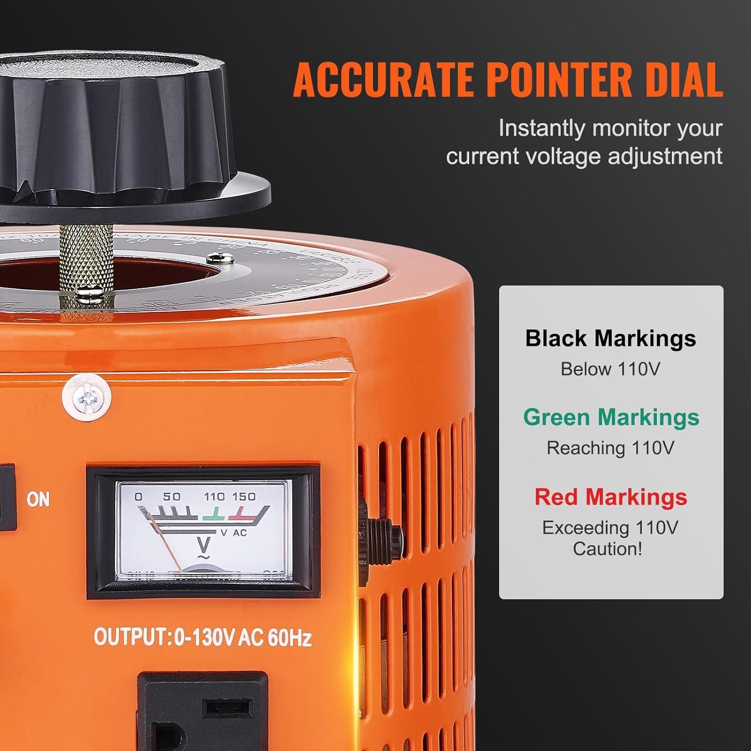 VEVOR VEVOR 500VA Auto Variable Voltage Transformer, 15.3 Amp, 110V Input 0-130V Output AC Voltag KBBYQZZBS5002NBX7V1