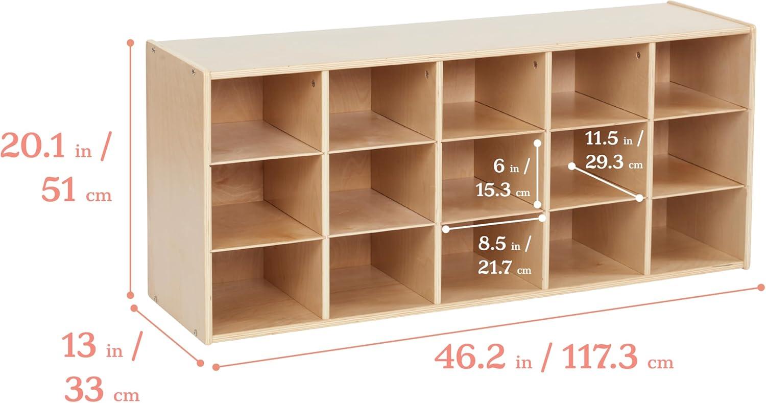 ECR4Kids Streamline 15 Cubby Tray Storage Cabinet, 3x5