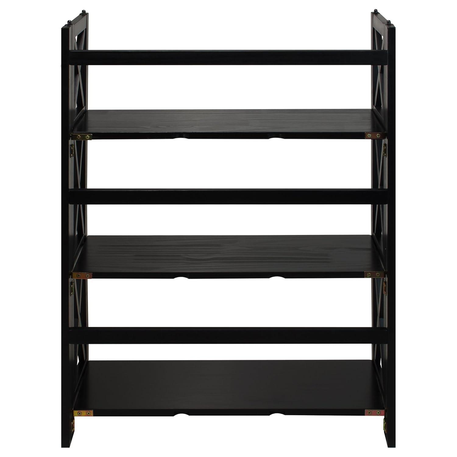Casual Home 301-32 Montego 3-Shelf Folding Bookcase, Black