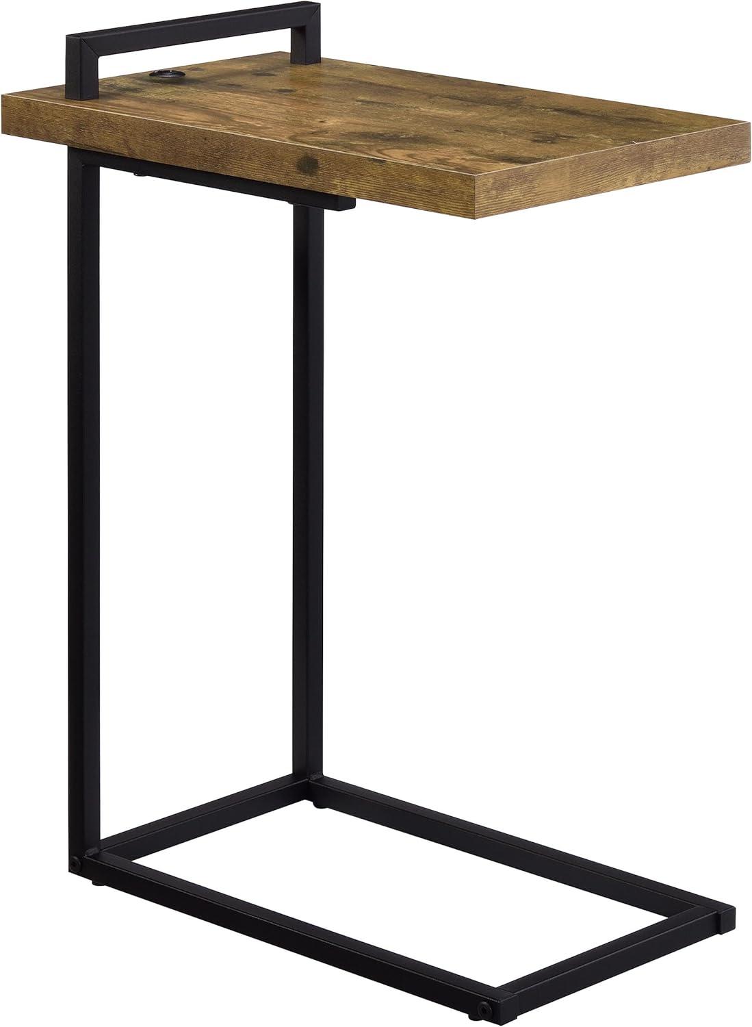Coaster Maxwell Metal C-shaped Accent Table with USB Charging Port Brown