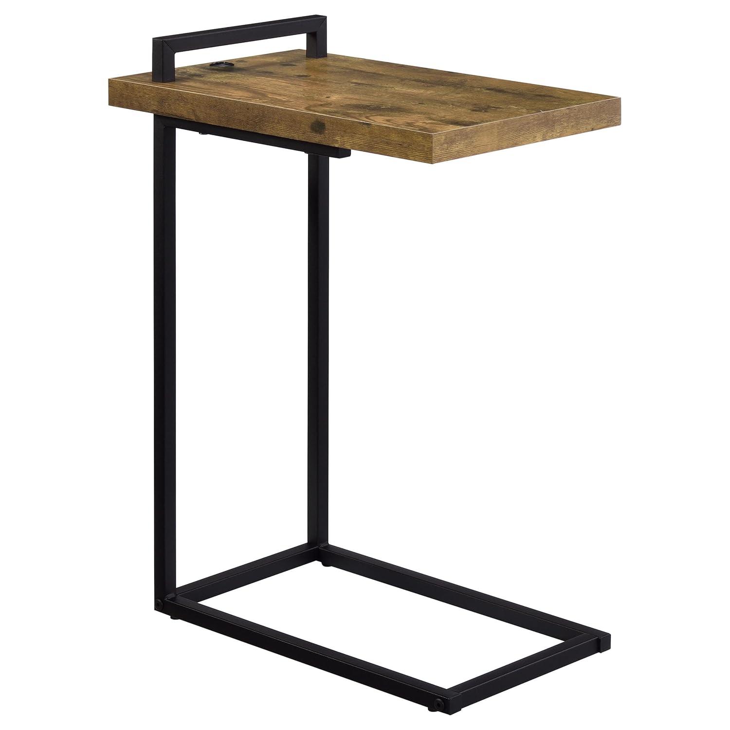 Coaster Maxwell Metal C-shaped Accent Table with USB Charging Port Brown