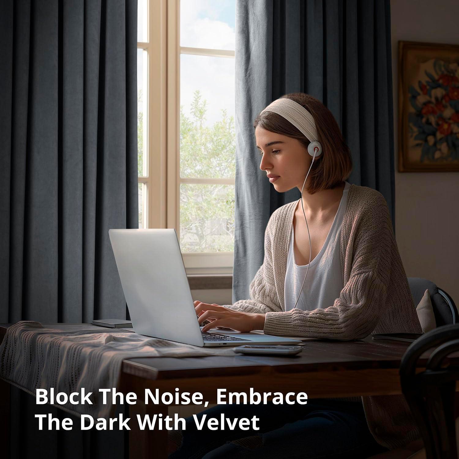 Half Price Drapes Signature Blue Grey Velvet Blackout Curtains For Bedroom(1 Panel), 50WX 96L