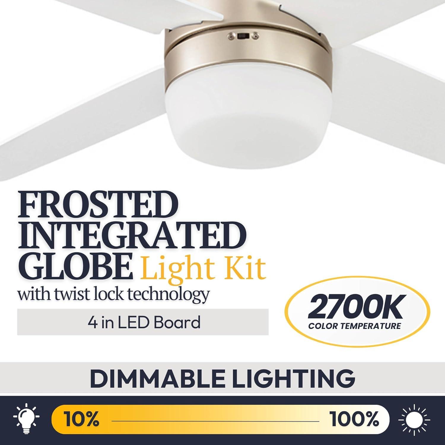 Prominence Home Atlas 44" Champagne Ceiling Fan with Light, Remote Control, 4 Blades & Reverse Airflow