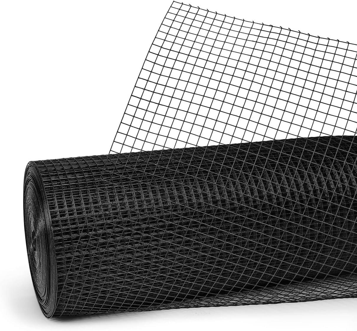 Fencer Wire Fencer Wire 19 Gauge Black Vinyl Coated Hardware Cloth, Welded Wire Fence Rolls, Mesh 1/2" X 1/2"