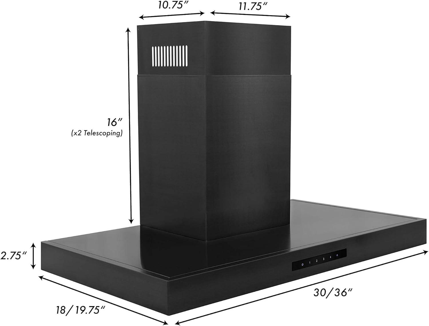 ZLINE 36 in. Convertible Vent Wall Mount Range Hood in Black Stainless Steel (BSKEN-36)