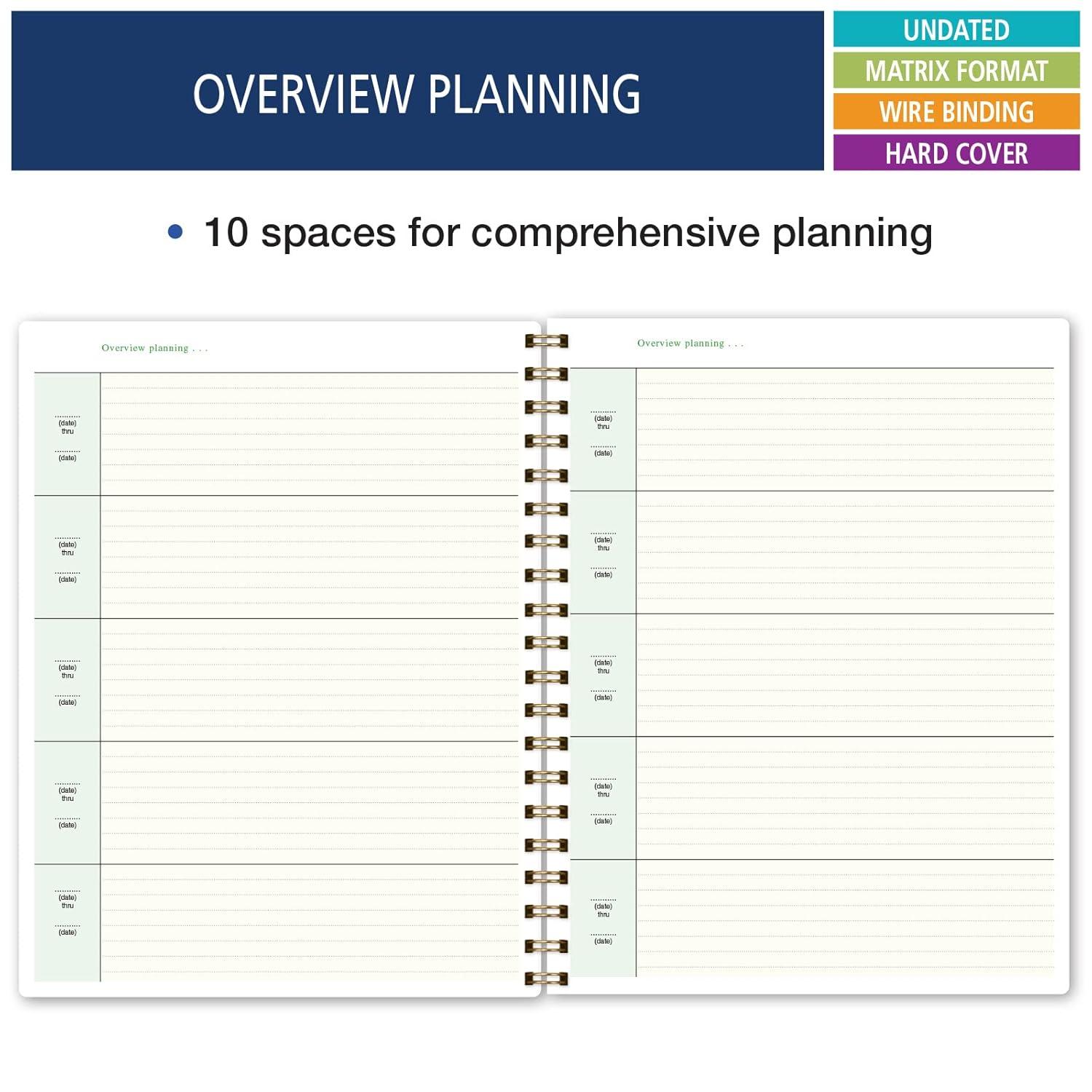 Elan Publishing Company Hardcover Combination Plan and Record Book - 8 Period Teacher Lesson Planner (PR8 + R1035) (Teal Floral)