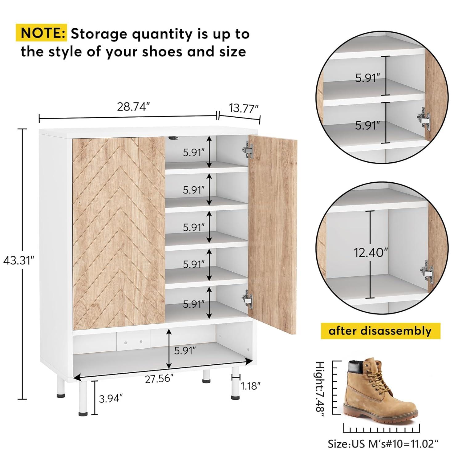 18 Pair Shoe Cabinet Shoe Rack Organizer Cabinet with Door
