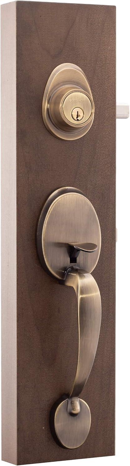 Copper Creek CZ2610xBK-AB Copper Creek Handleset with Single Cylinder Deadbolt and Door Knob and Colonial Rosette