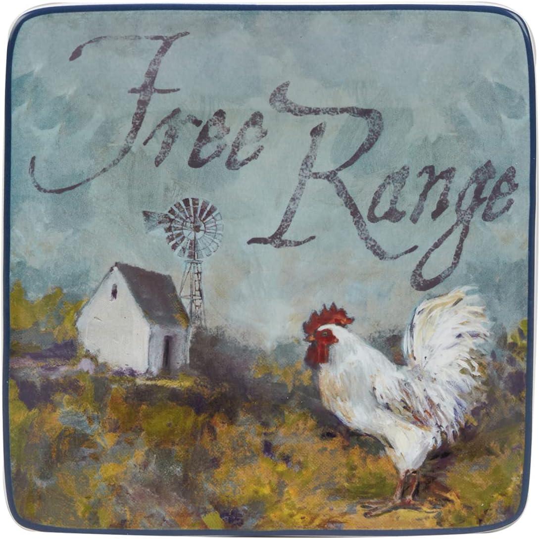 Set of 4 Rooster Meadow Canape Plates - Certified International