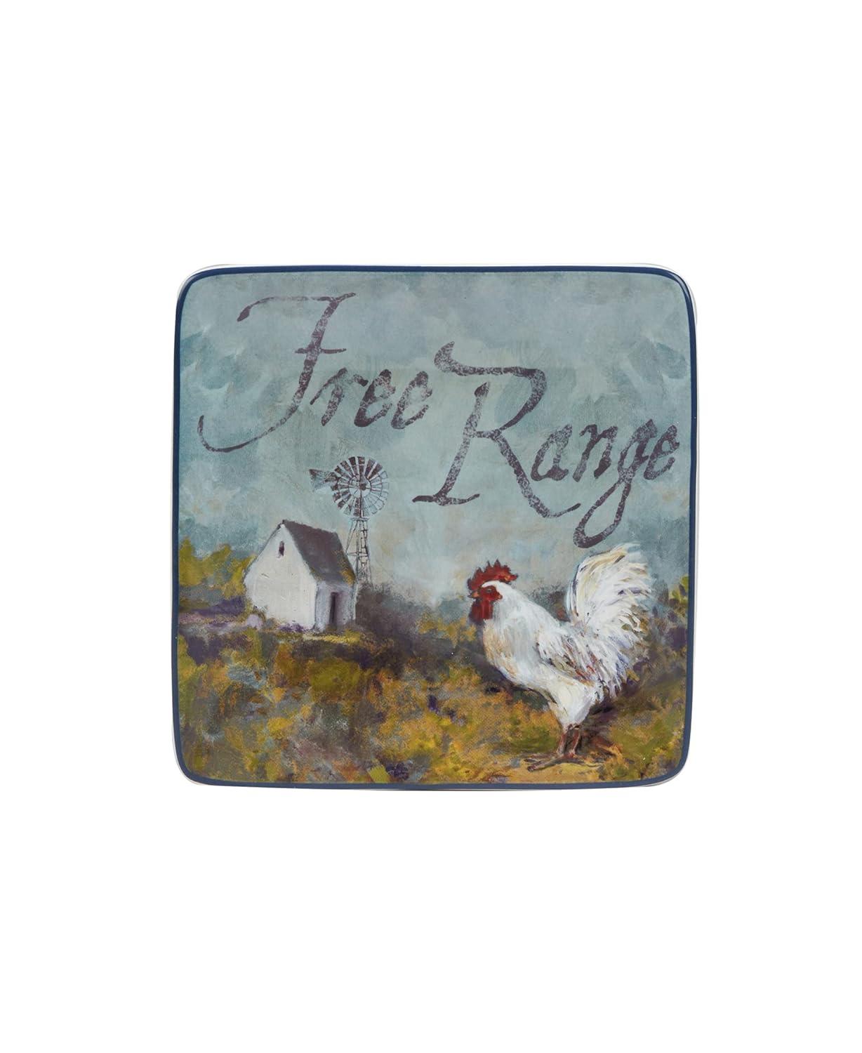 Certified International Certified International Rooster Meadow Set Of 4 Canape Plates