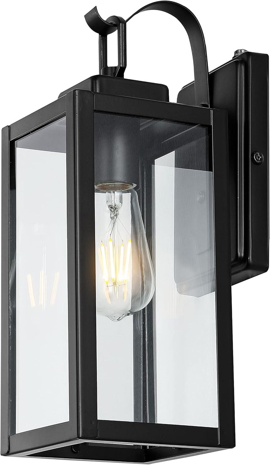 Clemens Outdoor Wall Sconce Lights (Set of 2) - Matte Black - Safavieh.