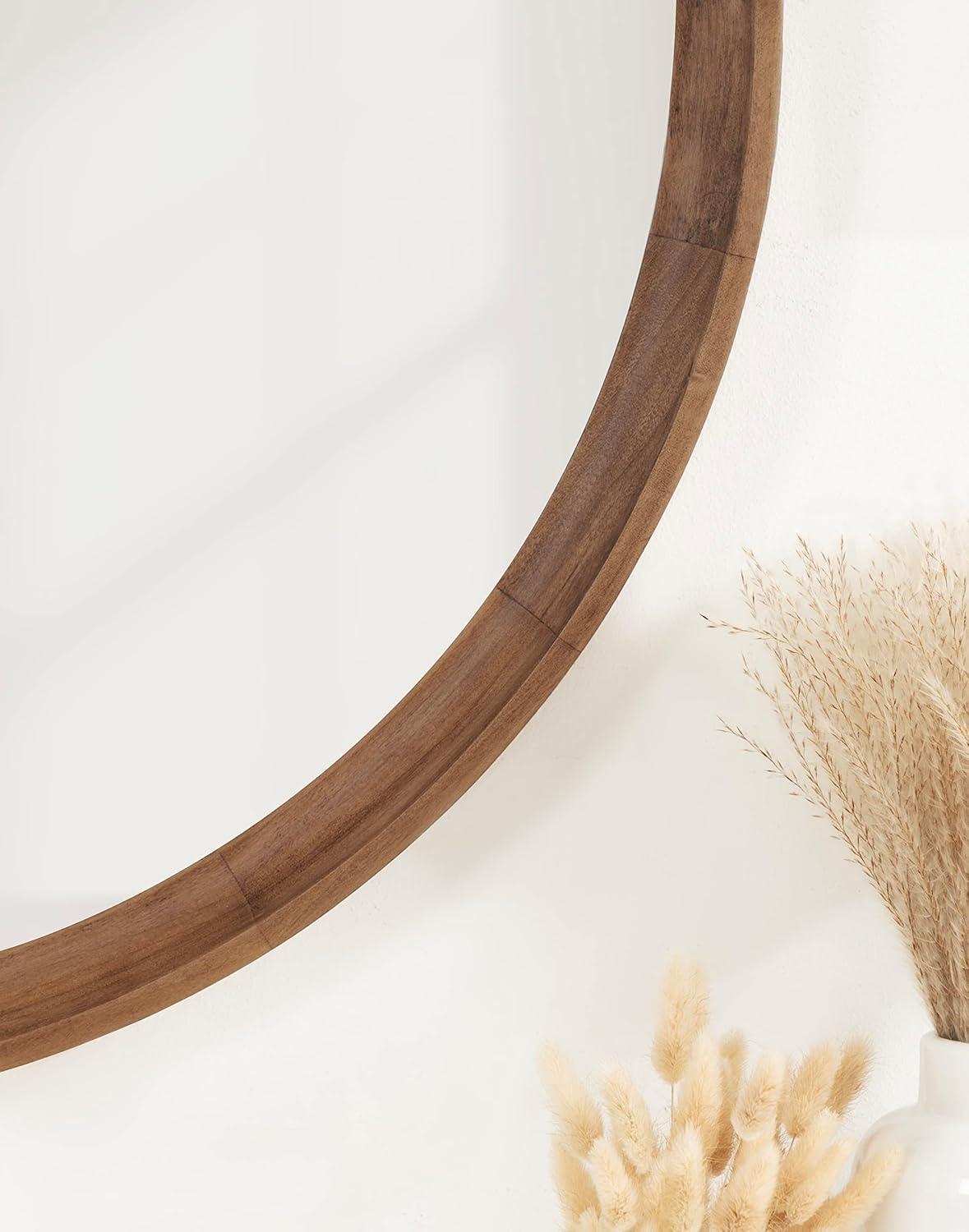 Kate and Laurel Hatherleig Round Wood Round Mirror, 30" Diameter, Natural
