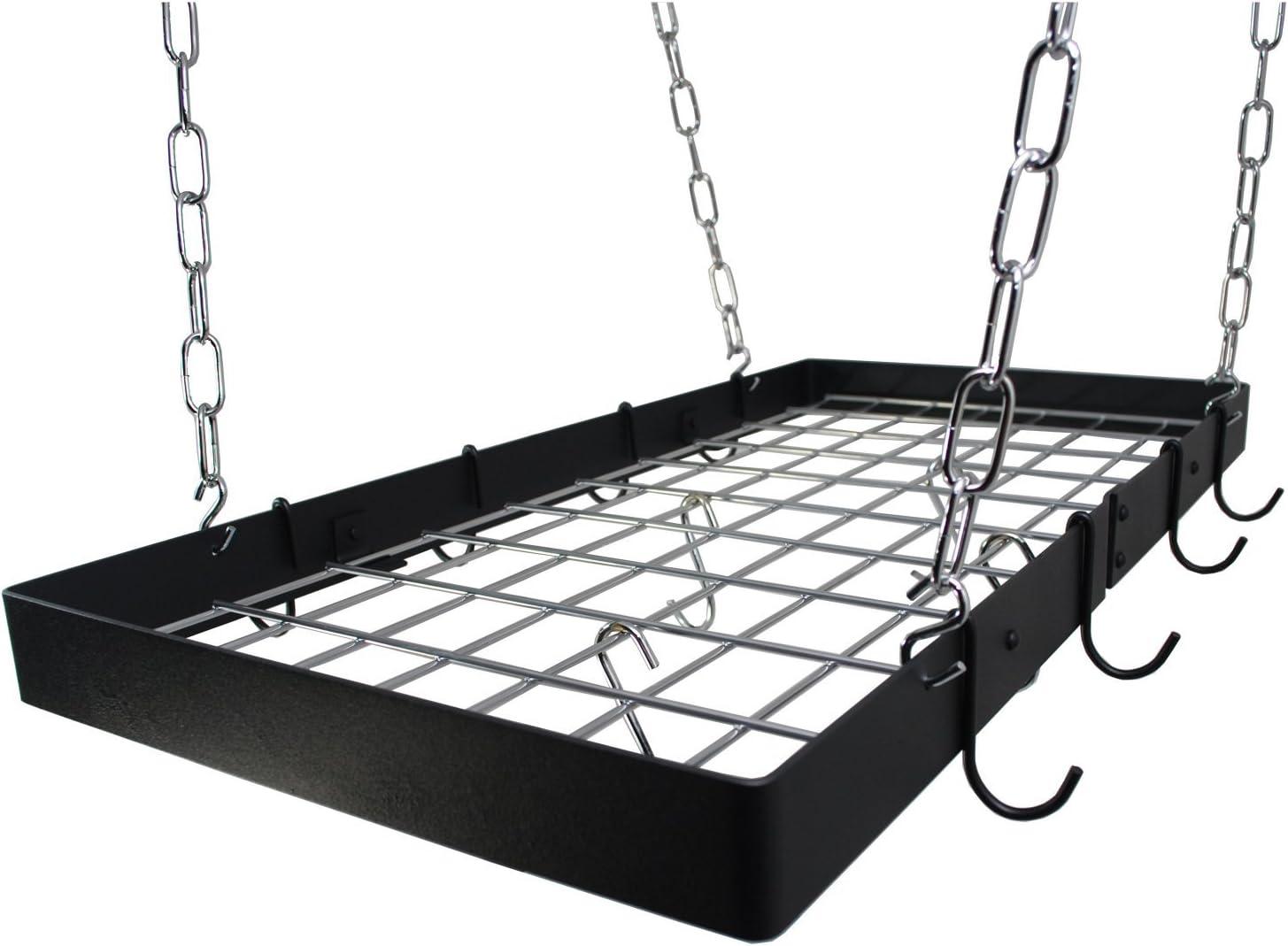 Hammered Copper and Black Rectangle Ceiling Pot Rack