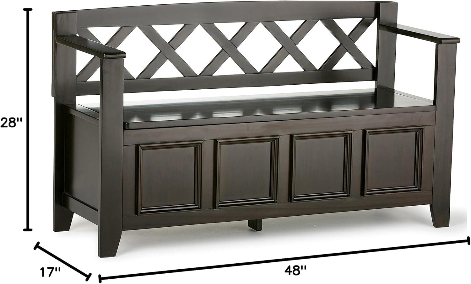 Simpli Home Amherst Solid Wood Entryway Lift-Top Storage Bench in Hickory Brown