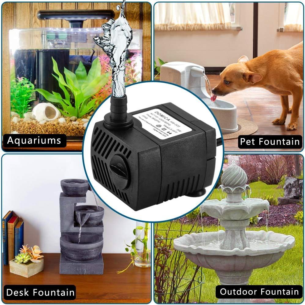 90 GPH Mini Submersible Pump, Small Fountain Pump (5W 350L/H) for water feature, Aquariums, Fish Tank, Tabletop Fountain, Pet Fountain, Indoor or Outdoor Pond Fountain