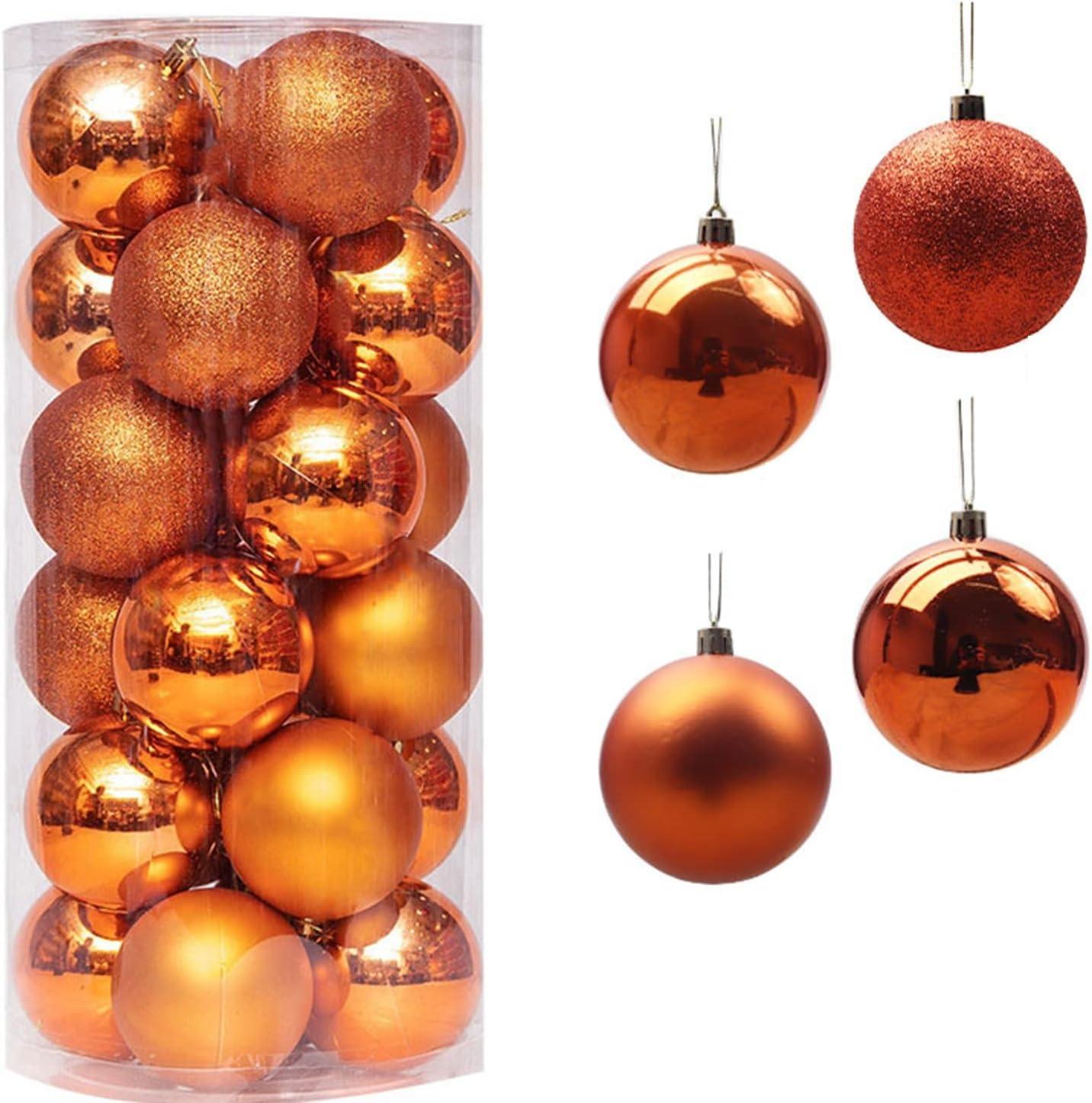 Twfbrm 24ct Christmas Balls Ornaments for Xmas Christmas Tree - 1.56in Shatterproof Christmas Tree Decorations Hanging Ball for Xmas Tree Holiday Wedding Party Christmas Decorations (Orange)