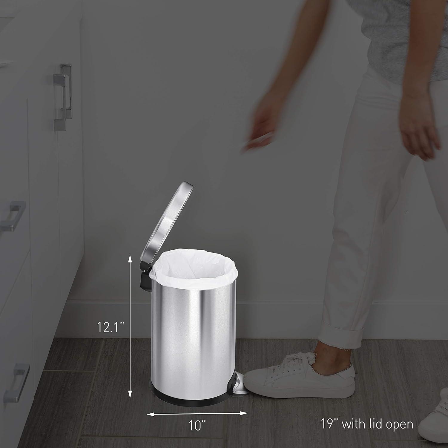 simplehuman 4.5 Liter / 1.2 Gallon Round Bathroom Step Trash Can