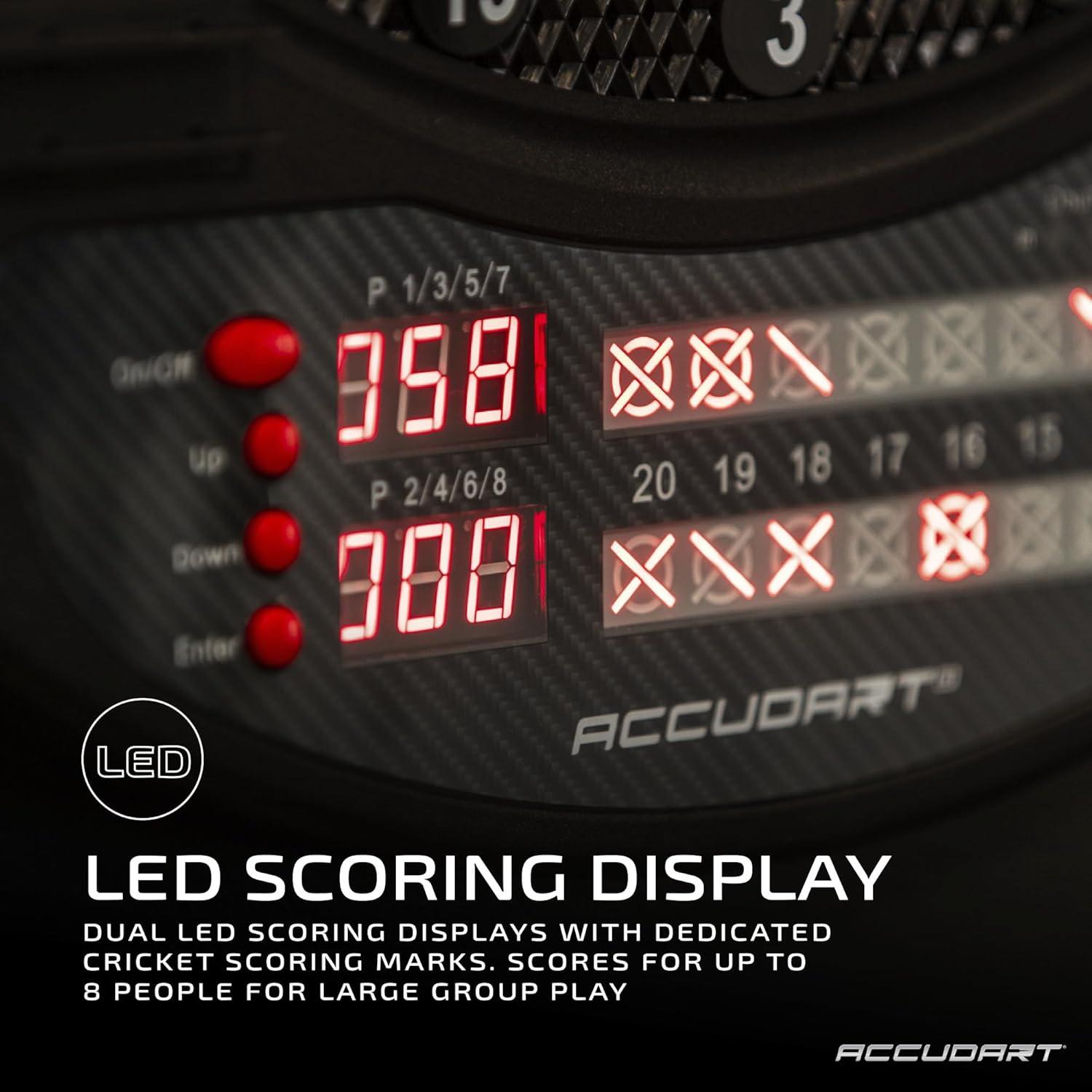 Meteor Black and Red Electronic Dartboard with LED Displays